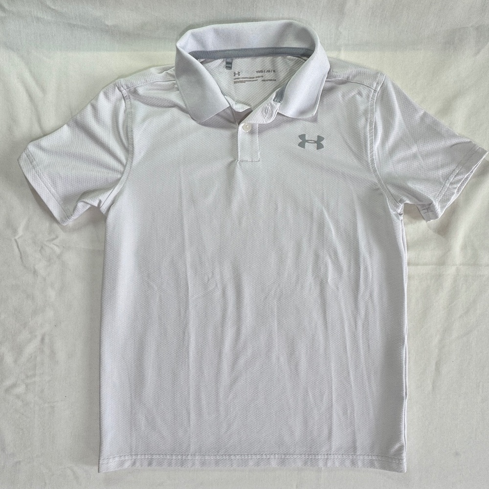 Under Armour Boys Youth Medium HeatGear Polo White (Size YMD)